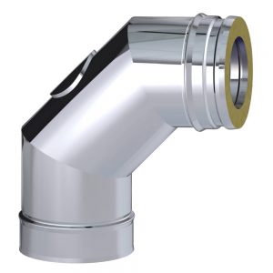 Dinak DW Twin Wall Stainless Steel 87 Degree Elbow with Inspection Door