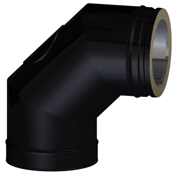 Dinak DWN Twin Wall Stainless Steel Black 90 Degree Inspection Elbow